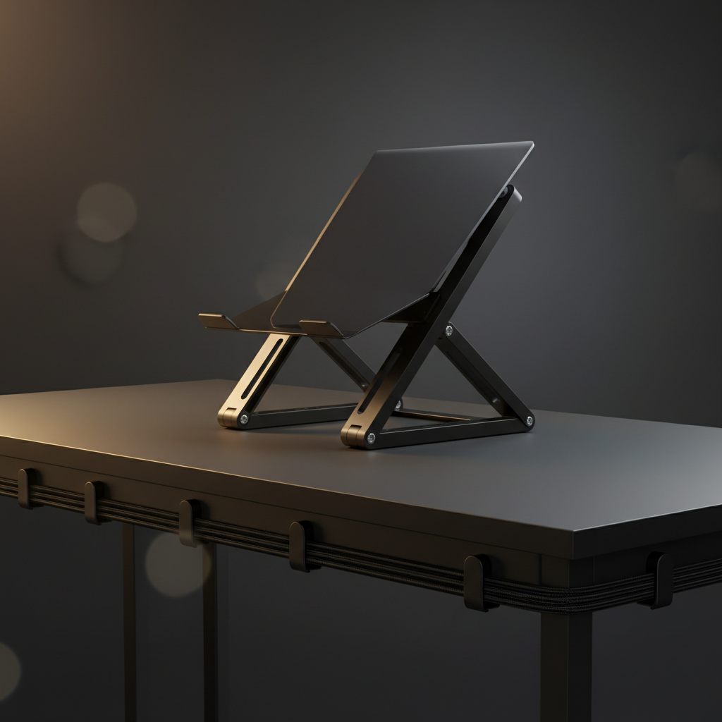 Foldable Laptop Stand dark luxury desk setup