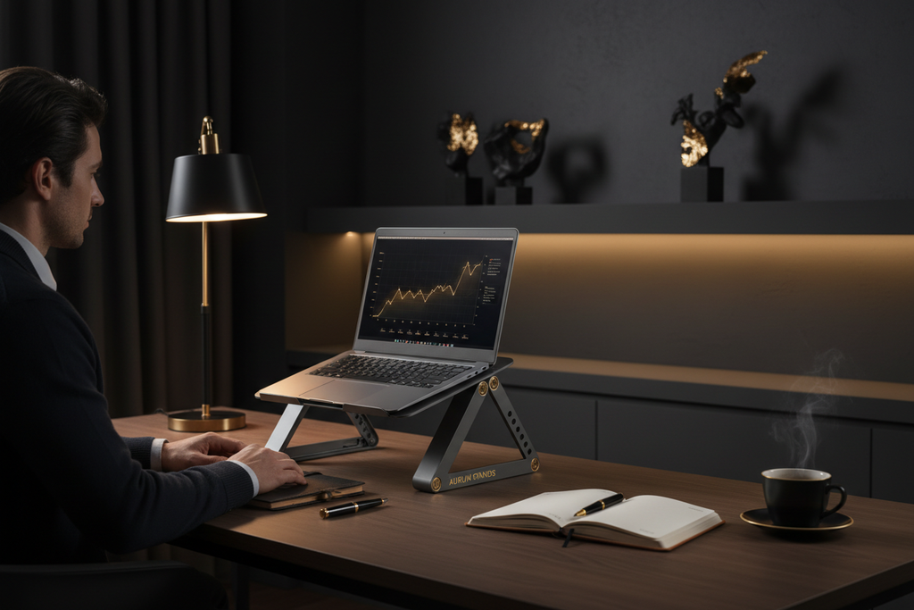 Laptop Stand lifestyle dark office